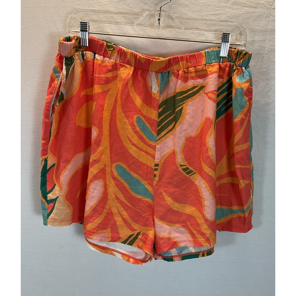 Vitamin A Women's Cover Up Shorts Multi Coral Print XXL Beach Linen Like